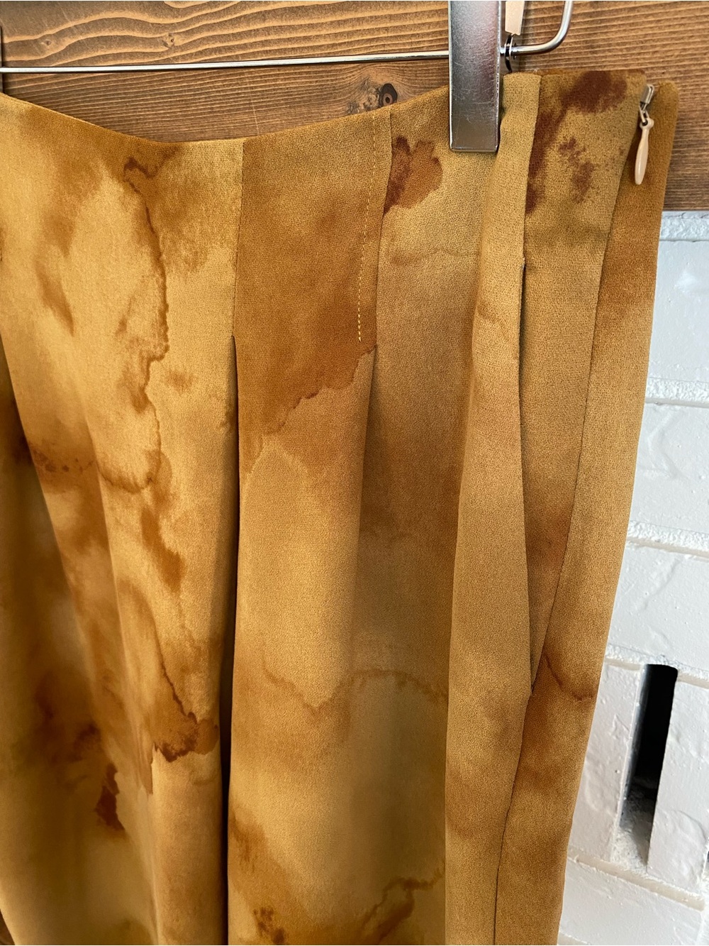 OAK + FORT Wide-Leg Tie-Dye Culotte Pants in Mustard Brown Sz Large Goblincore - Picture 5 of 14